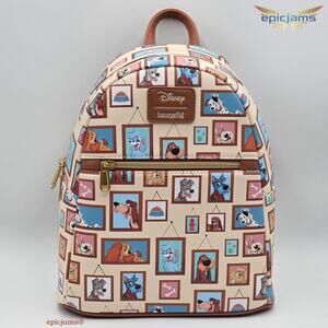 Loungefly Disney Dogs Gallery Brown Mini Backpack New